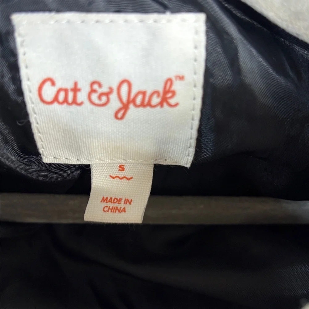 Cat & Jack faux fir cheetah leopard hooded full zip up lined jacket coat S